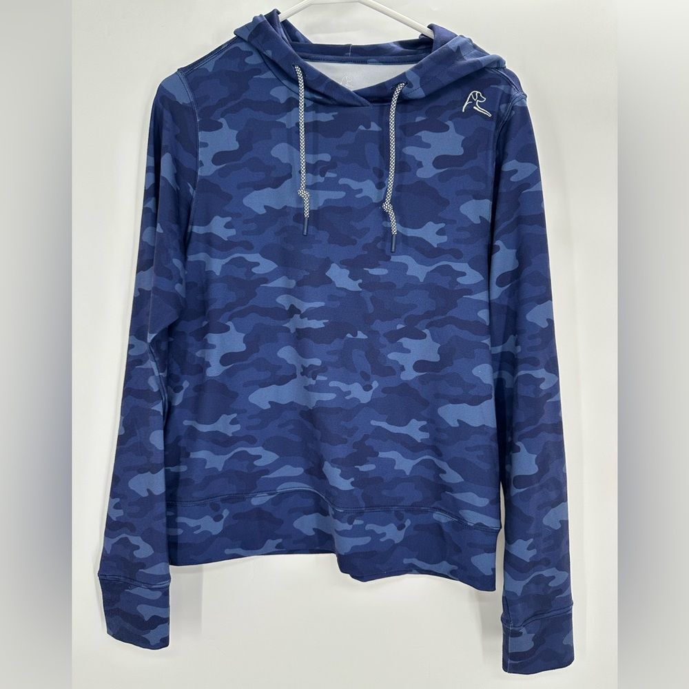 Rhoback The Step-Up Hoodie Navy Camo Performance Long Sleeve Shirt Women’s Sz S